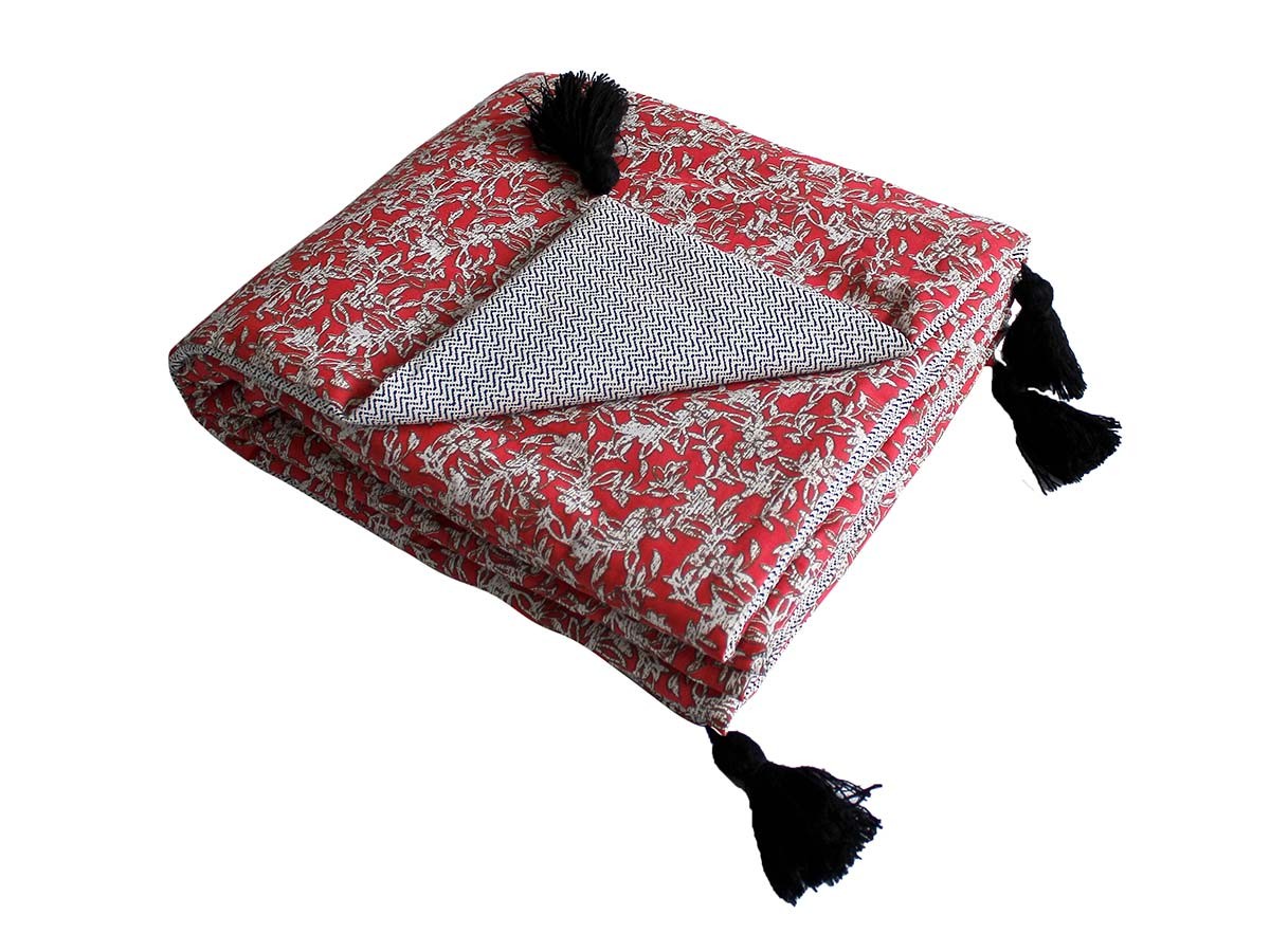 ED Enjoy Home – Edredon marrone visone con 4 pompon di iuta – 90 x 190 cm – 100% cotone – Certificato OEKO-TEX – Collezione Panama