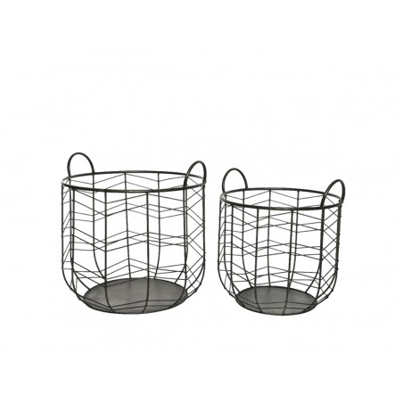 Lot de 2 paniers en métal -...