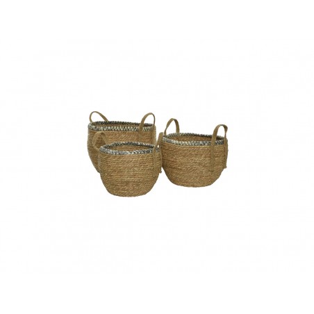 Lot de 3 paniers en jonc -...