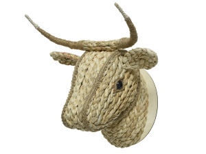 trophée-tête-buffle-fibre-naturelle-tressée