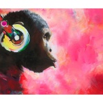 papier-peint-magenta-singe-moderne