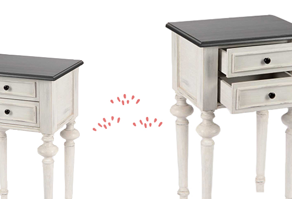 122685 (3) table chevet bois tiroir