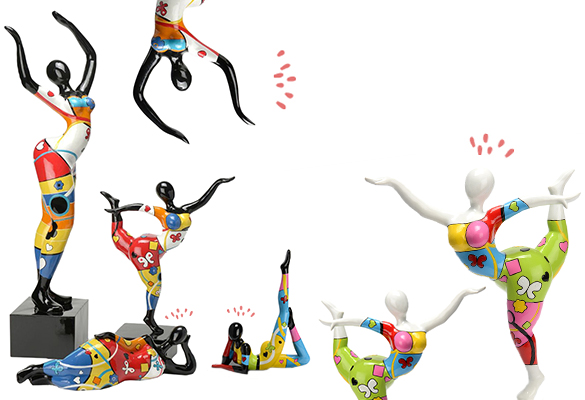 130590 (6) statue femme ronde couleur noir danse mouvement art deco decoration moderne originale