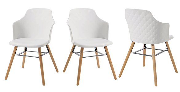 141498 (3) fauteuil chaise salon bureau coque blanc bois original design moderne confort