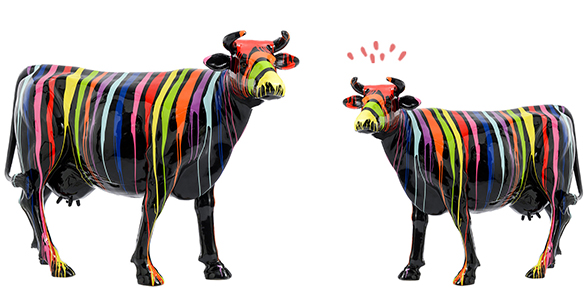 142037 (3) deco vache statue moderne design original animal couleur splash tâche peinture