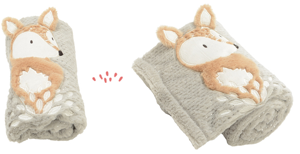 143440 (6) plaid nid ange enfant bebe renard poil doux cocooning douceur chaud couverture