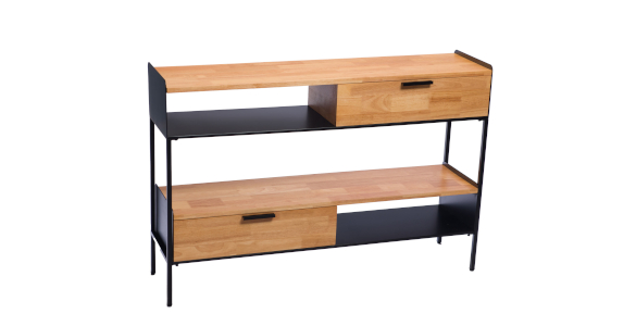 Une console élégante et moderne en métal et bois pour un intérieur raffiné