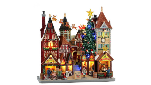 Place de village de Noël lumineuse – Décor festif miniature