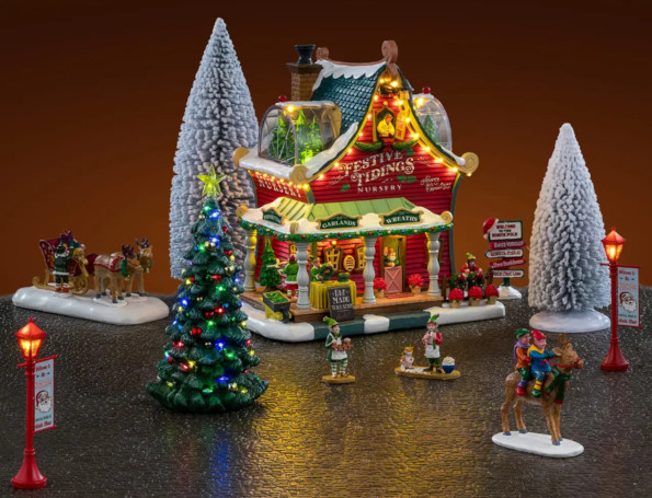 Set maison de Noël lumineux complet pour village miniature