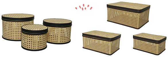 850739 4 panier caisse rotin boîte malle déco naturel
