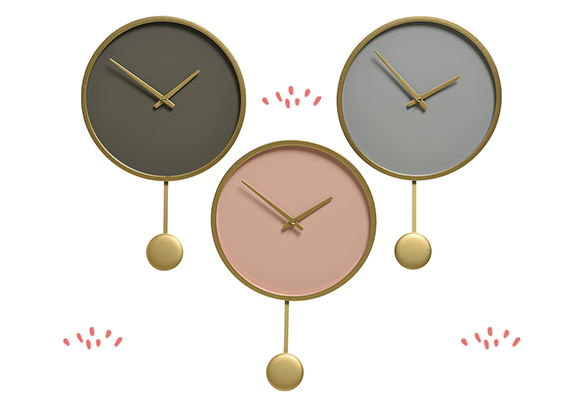 861534 (4) horloge pendule cadran heure bois couleur original design balancier scandinave