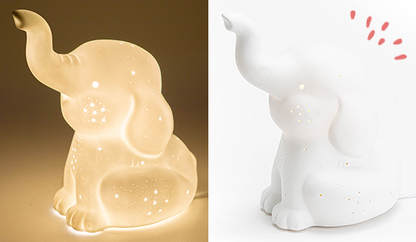 Lampe Enfant Élephanteau en procelaine Amadeus