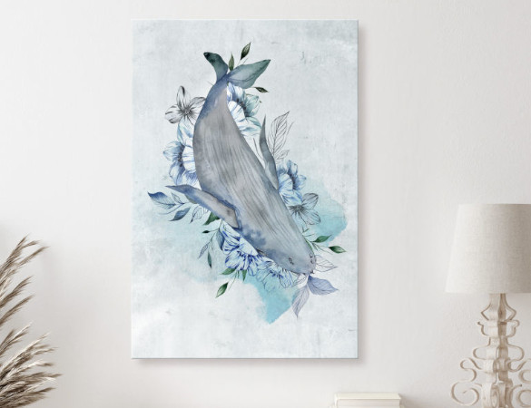 Un tableau évoquant l'océan et la nature