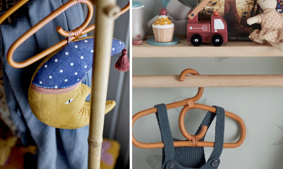 Des adorables cintres en rotin pour enfants faits à la main