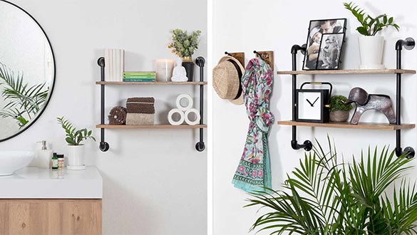 mh london etagere murale 2 niveaux en bois metal MH ST 108