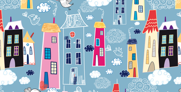 Toutes les caractéristiques du papier peint Village dans les nuages