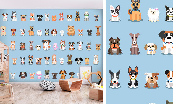 Le papier peint Chien heureux, pour une déco décalée   